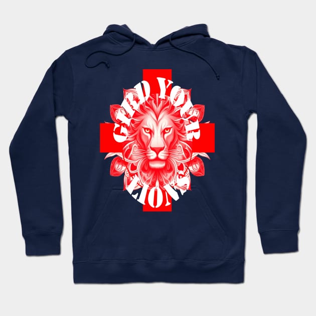 Gird Your Lions England Coach Fun Idiom White Text Red Lion Hoodie by taiche